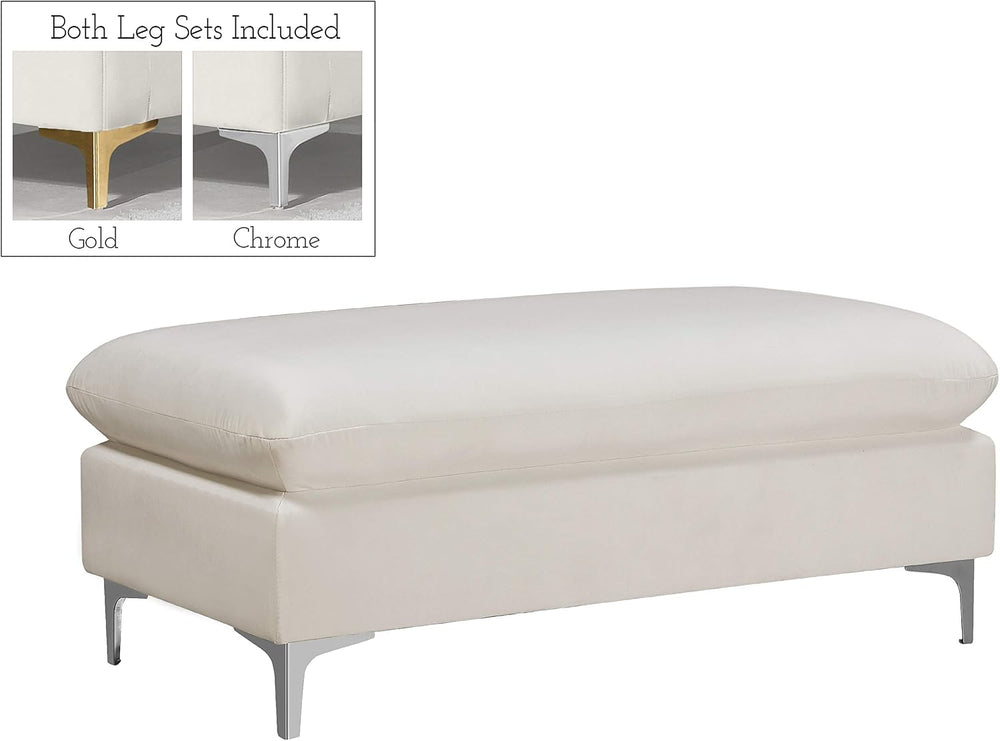 Meridian Furniture 636Cream-Ott Naomi Collection Modern | Contemporary Velvet...