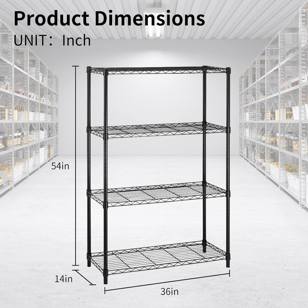BLKMTY 4-Tier Storage Shelves, Wire Racks, Metal Shelving Unit, Freestanding ...