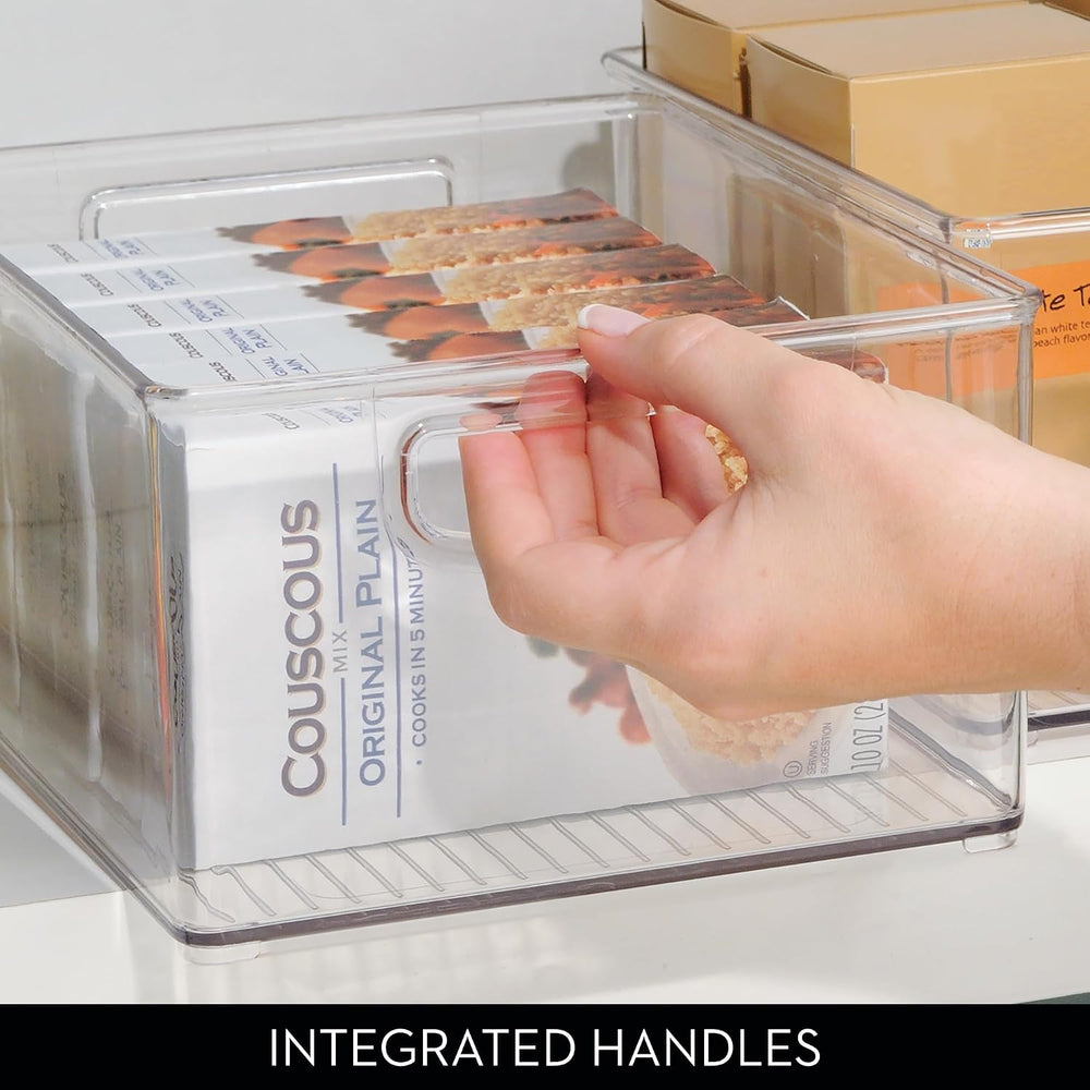 iDesign Stackable Storage Bin with Handles, Set of 4, Clear