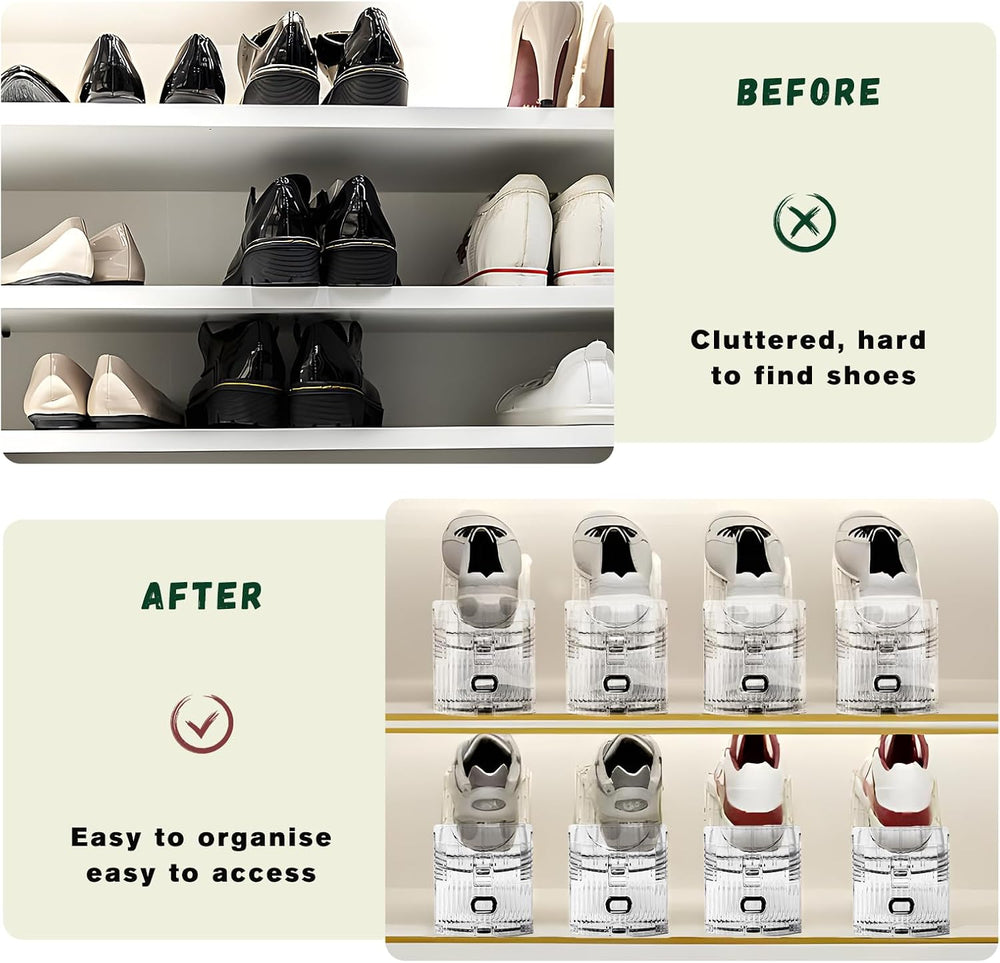 FENRUNXU Transparent Shoe Slots Organizer for Closet, 20 Pack Shoe Stacker Or...