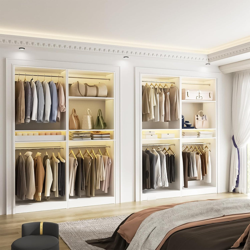 Unikito 100” Closet System, 8.3FT Wood Closet Storage Organizer with 8 Hangin...