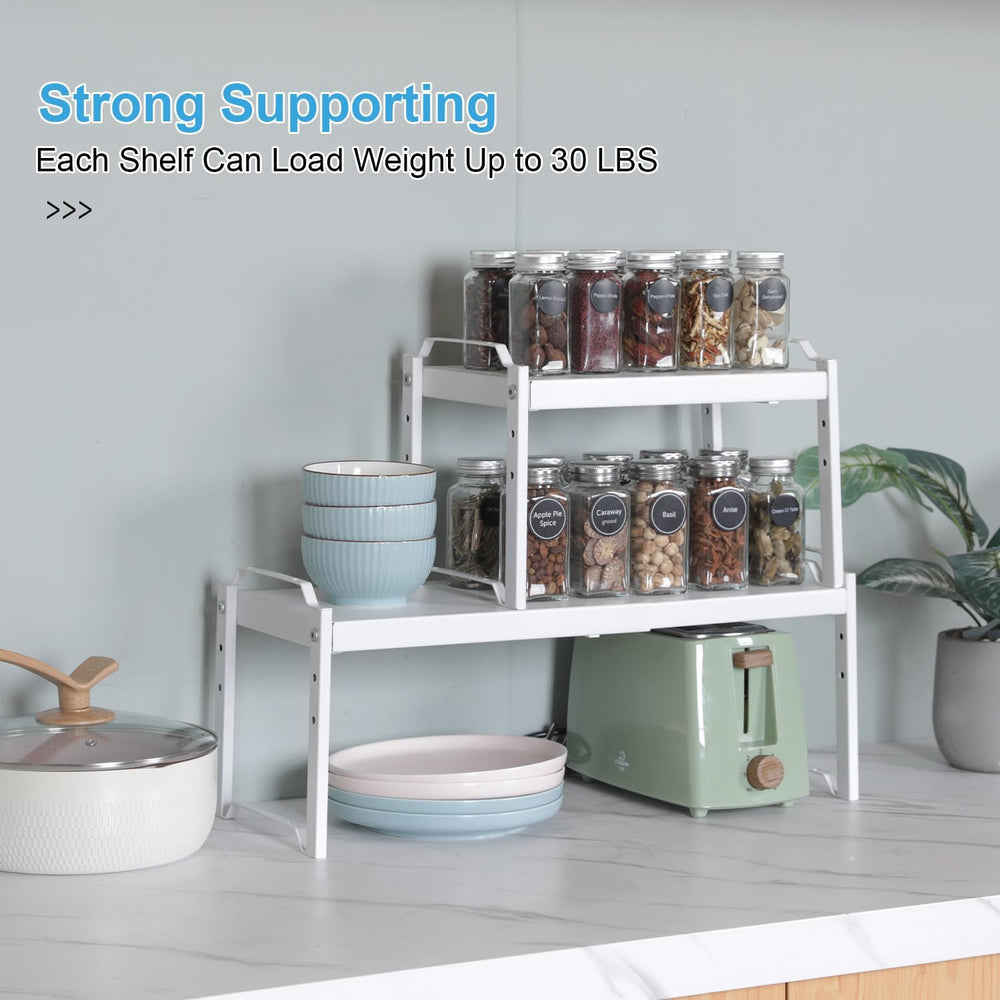 3 Pack Kitchen Cabinet Organizer Shelf, Stackable Expandable Shelves Organize...