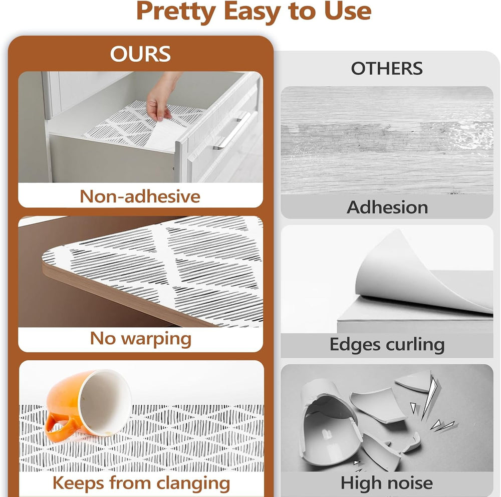 Drawer and Shelf Liner for Kitchen Cabinets, Non-Adhesive 17.5IN x 20FT Stron...