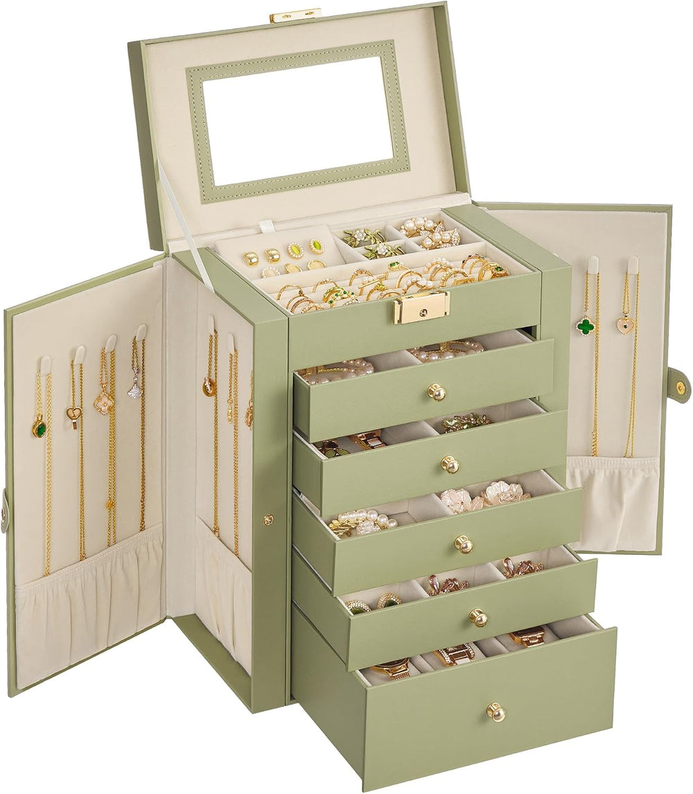 SONGMICS 6-Layer Jewelry Box Organizer with 5 Drawers, Lock and Mirror