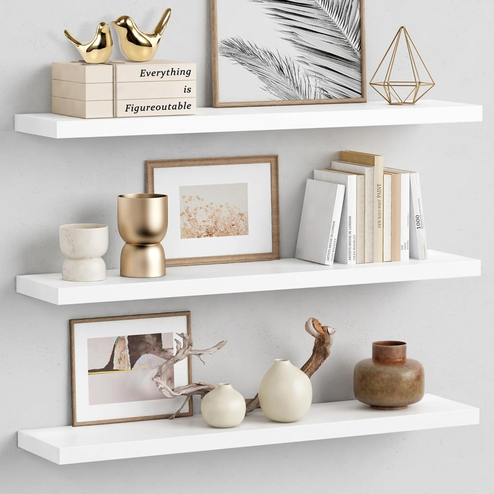 Forbena White Floating Shelves for Wall 36 Inches Long, Modern Wall Shelf for...