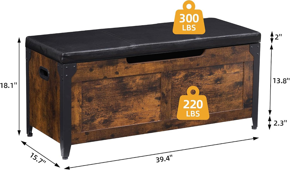 GAOMON 39.4" Storage Chest, Storage Bench with Safety Hinge