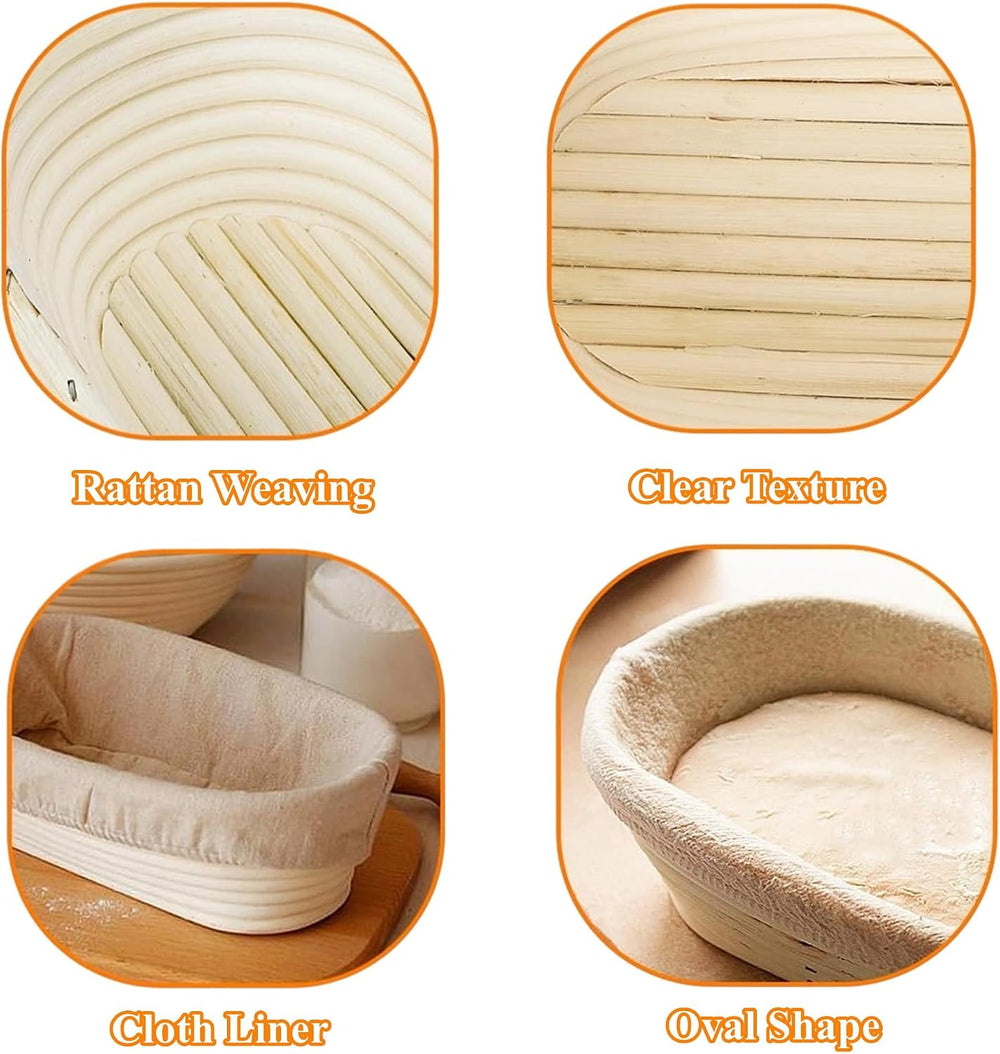 Nisorpa 10 Set Oval Banneton Bread Proofing Basket,10 Inch