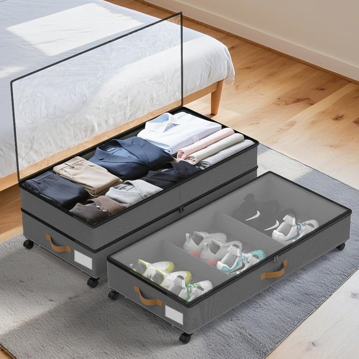 75L 2 Pack Adjustable Under Bed Storage with Wheels