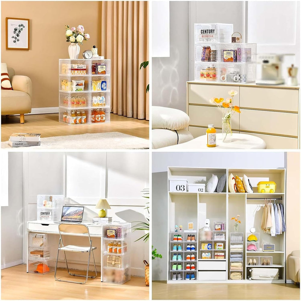 6 Pack Clear Storage Bins with Lids, 19 Qt Closet Organizers and Storage