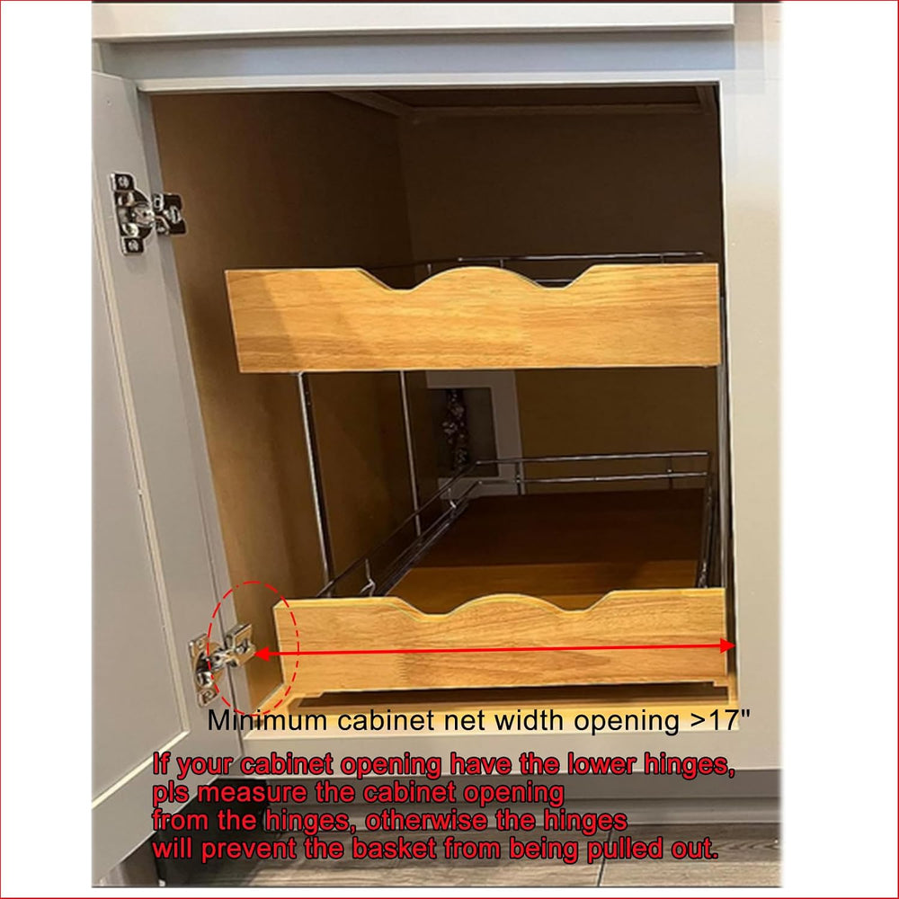 DINDON 2 Tier Pull Out Cabinet Organizer (17" W x 21" D) Slide Out ...