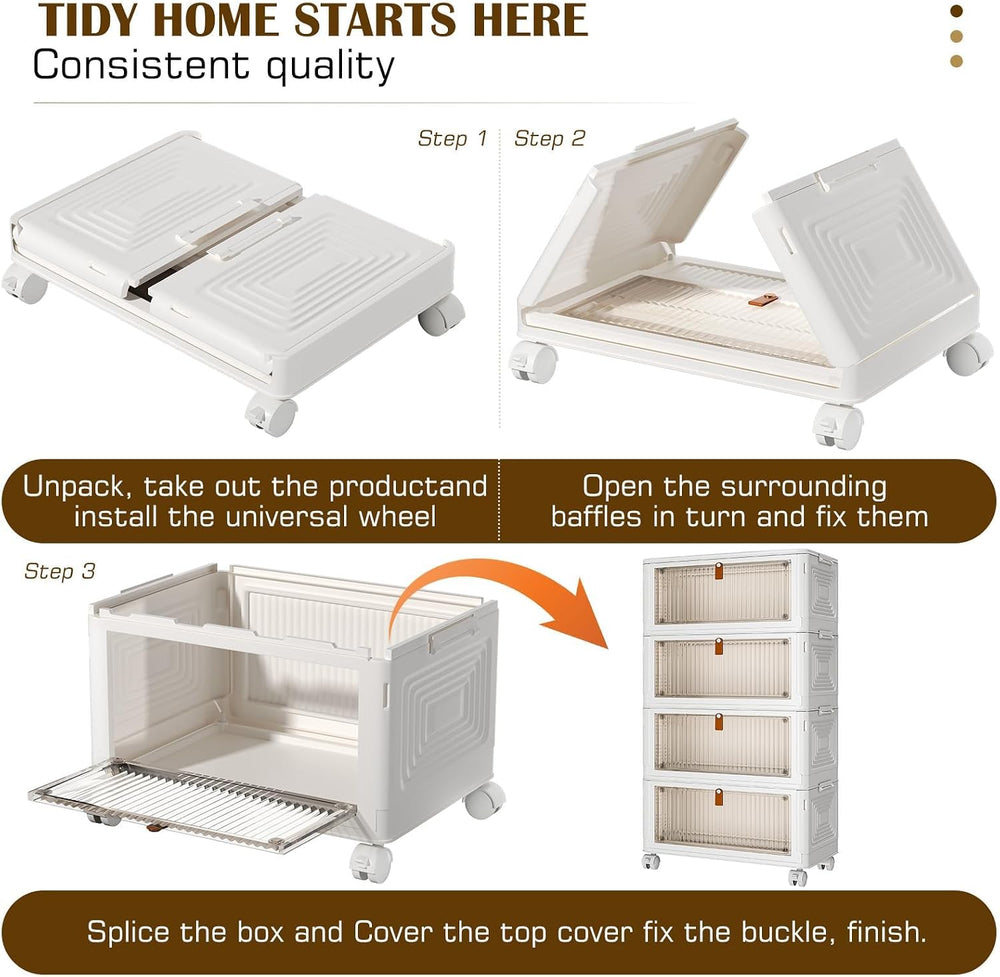 4 Tier Plastic Storage Bins with Lids 35QT, Stackable Storage Containers with...