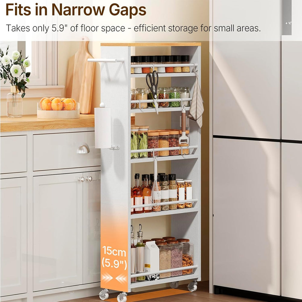 YATINEY 6 Tier Slim Storage Cart, Narrow Kitchen Cart with Wheels, Rolling Ut...