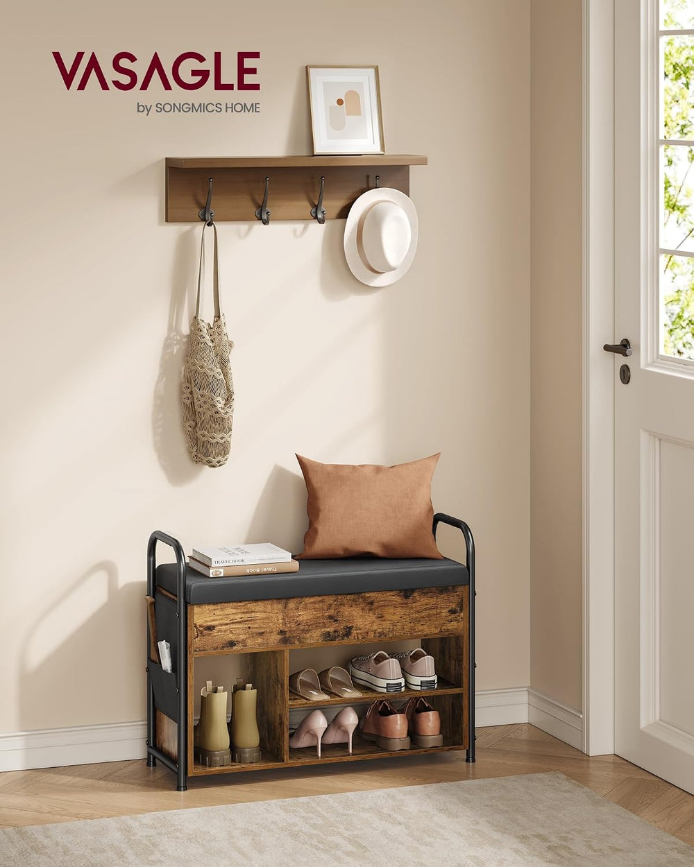 VASAGLE Shoe Bench, Shoe Rack, Inner Storage Under the Lid