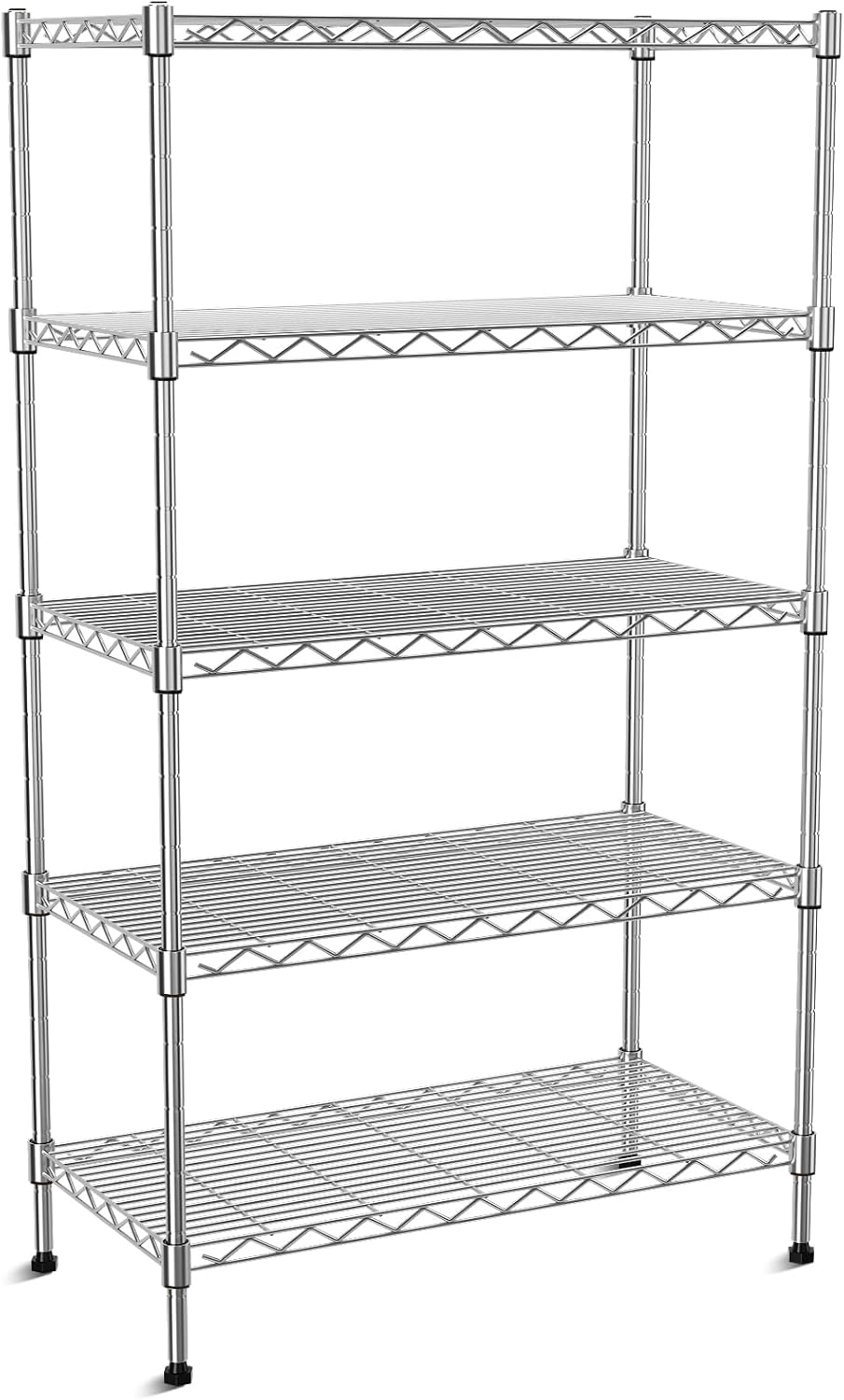 5-Tier Heavy Duty Metal Shelf,Chrome Wire Shelving Unit 35"Wx18Dx71H