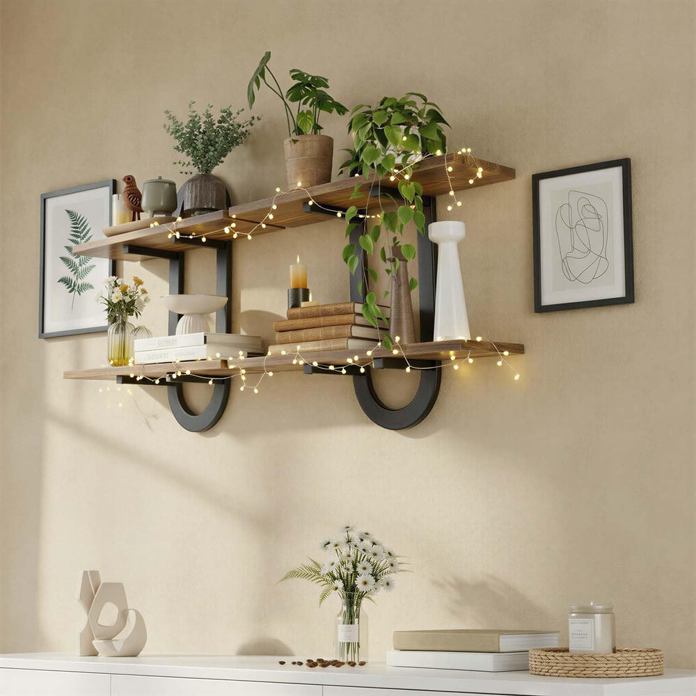 Arched Floating Shelves Set of 2, 15" Vintage Distressed Wall Mounted Sh...