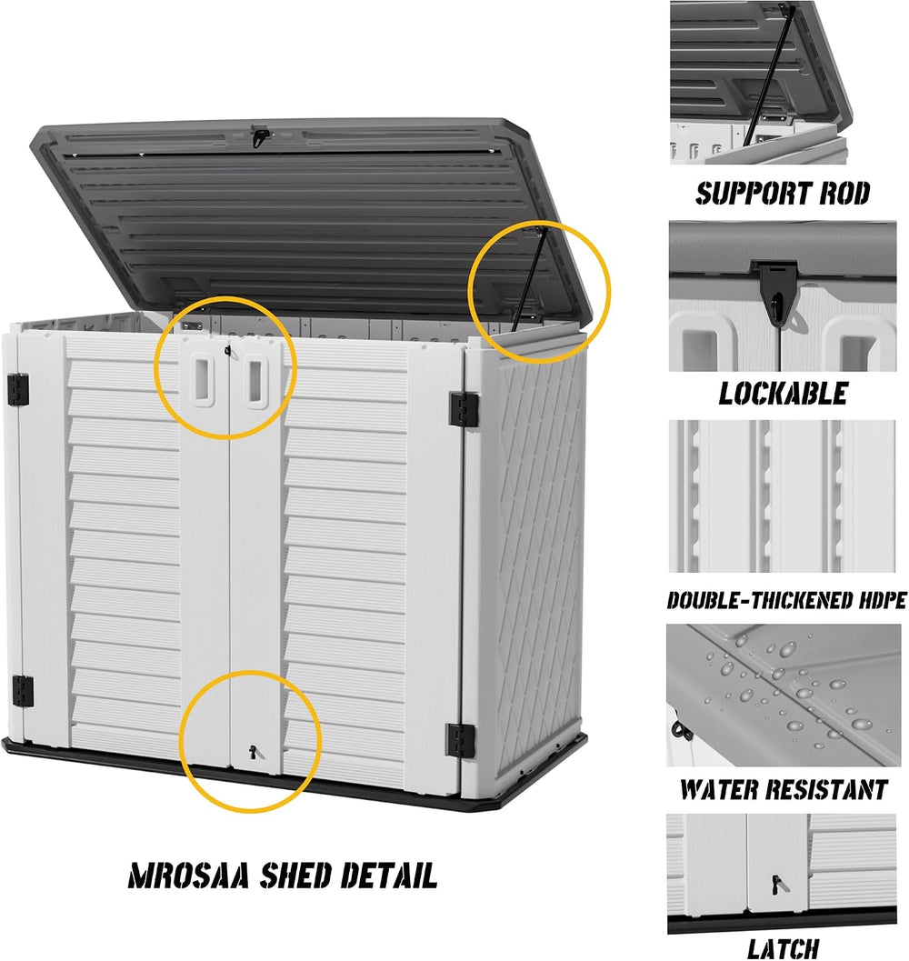 Mrosaa Outdoor Patio Storage Shed,Waterproof Horizontal Outdoor Storage Cabin...