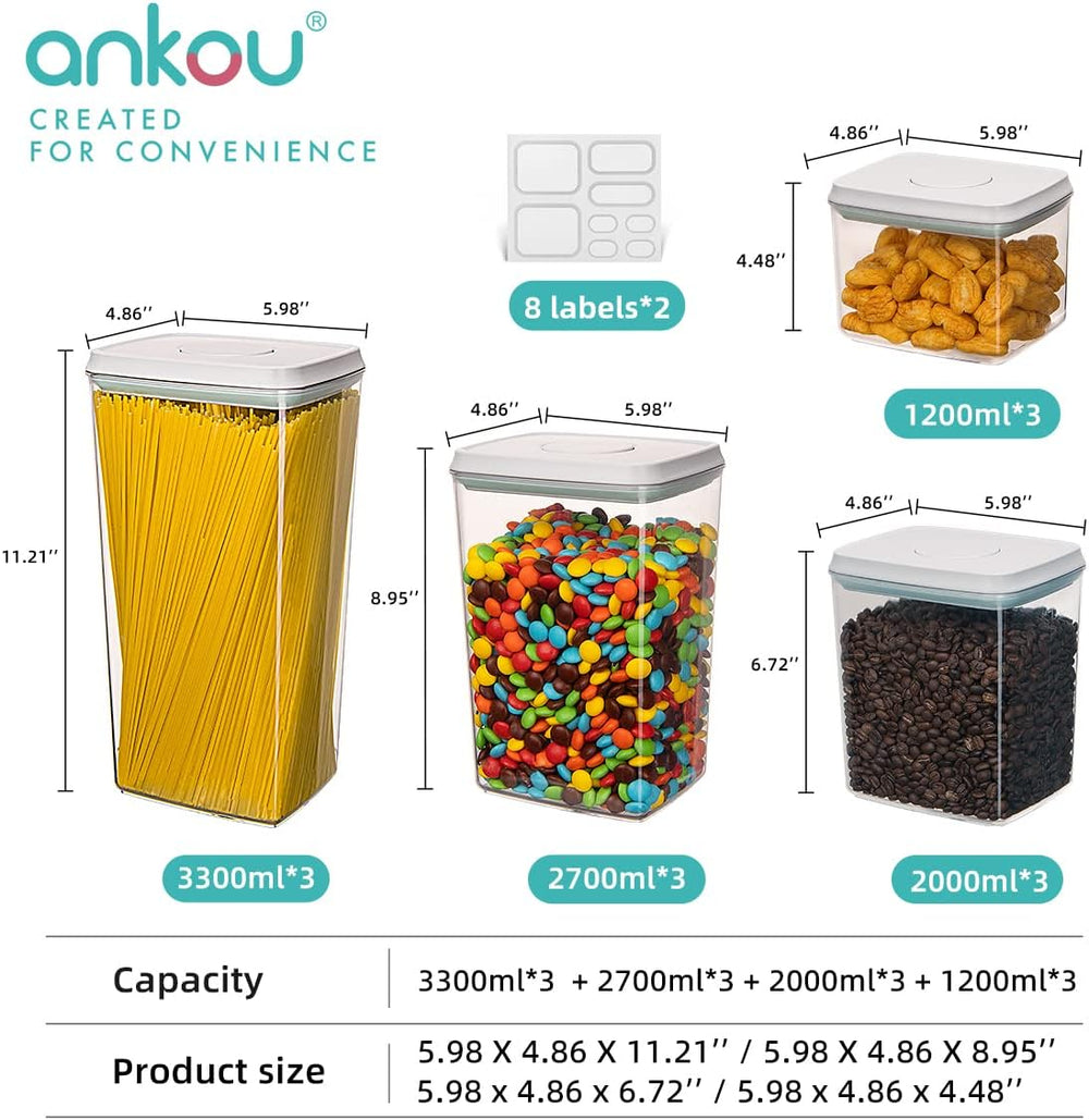 Ankou Pop Airtight Food Storage Containers with Lids for Kitchen Pantry Organ...