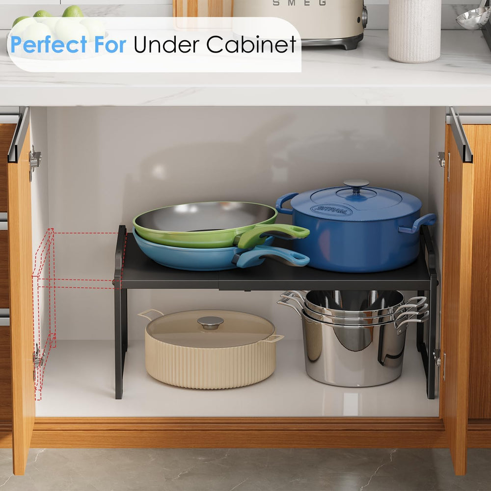 2 Pack 11” Depth Expandable Kitchen Cabinet Organizer Shelves, Metal Kitchen ...