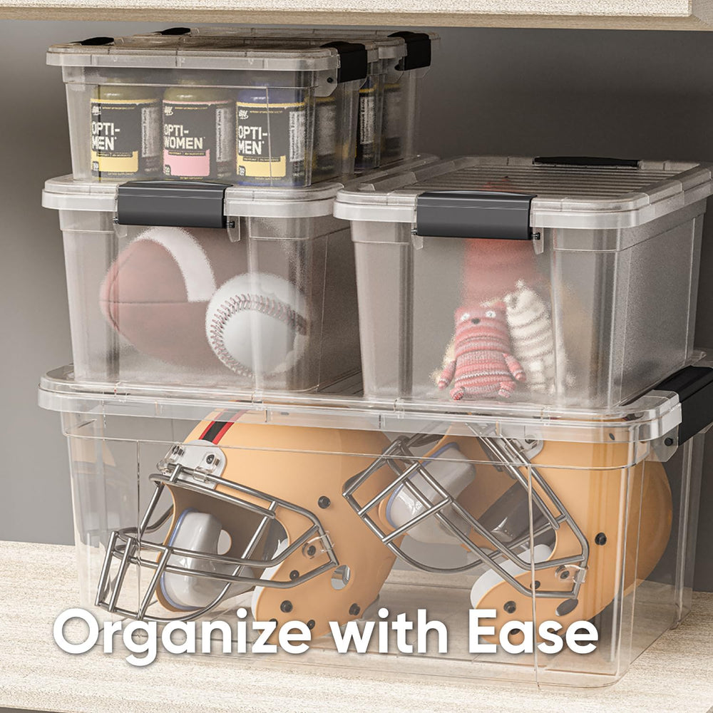 Superio Storage Bins with Lids, Clear Plastic Containers for Organizing, Stac...