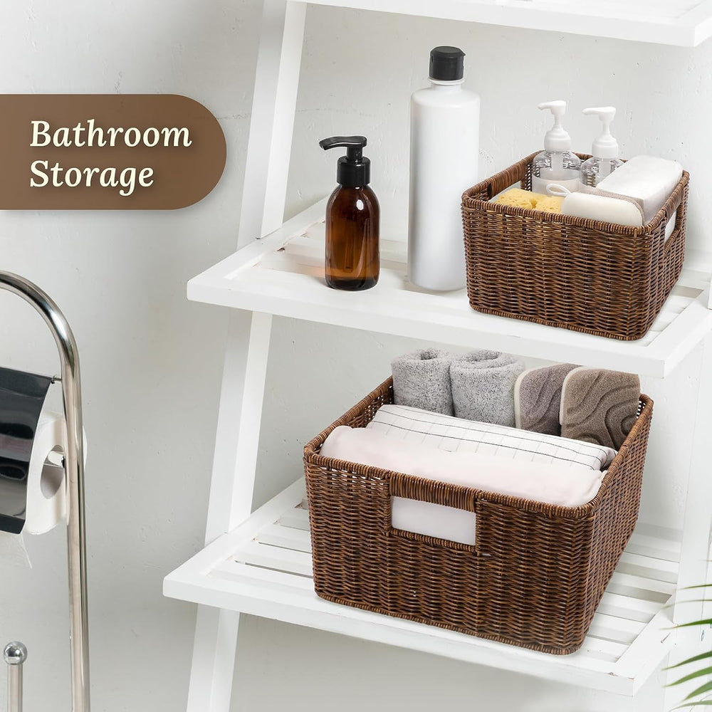 WeeNest Baskets with Handles, Wicker Storage, Shelf Boxes for Organizing, Dec...