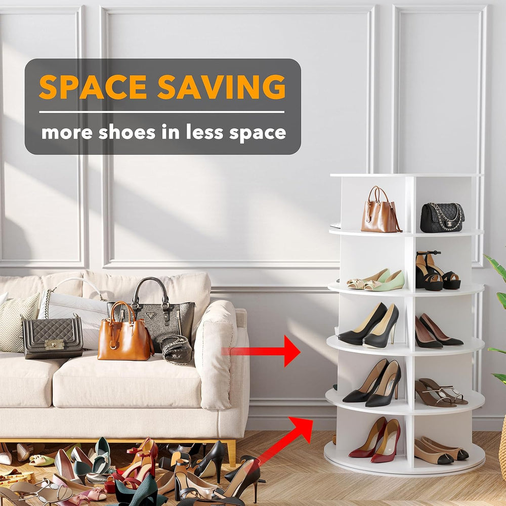SpaceAid 5 Tier Rotating Shoe Rack Tower, Spinning Shoe Display Lazy Susan, R...
