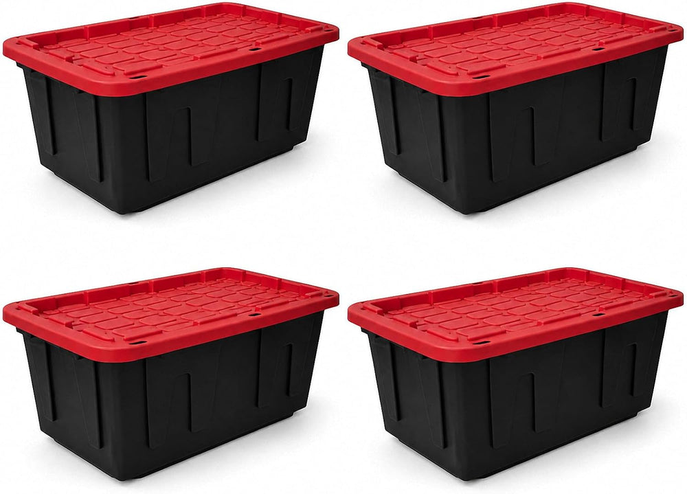 27 Gallon Heavy Duty Storage Bin 4-Pack Stackable Garage Tote for Racks