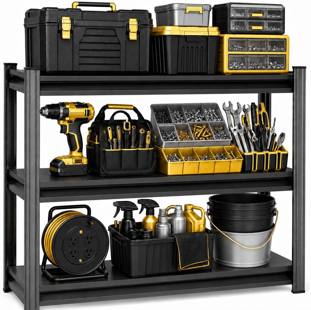 Garage Shelving, 1800 LBS Heavy Duty Metal Storage Shelves, 3-Tier Adjustable...