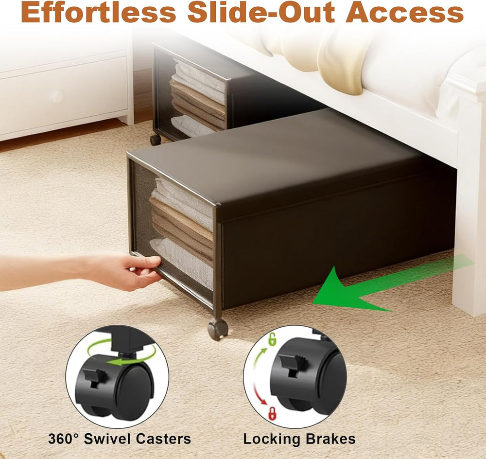 Fokyfok 2Pack Under Bed Storage Containers,12 inch Height,31 inch Long
