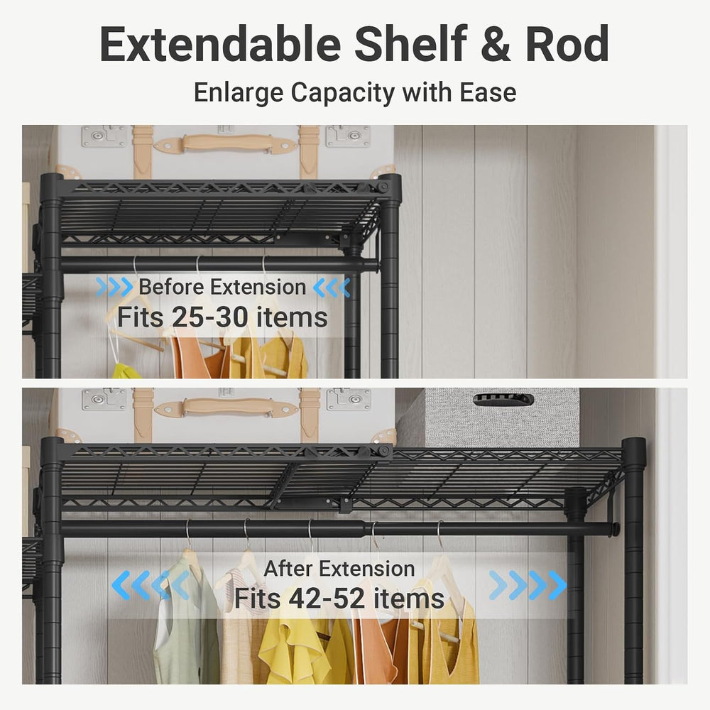 VIPEK X3 Expandable Heavy Duty Clothes Rack Closet Organizer System Black