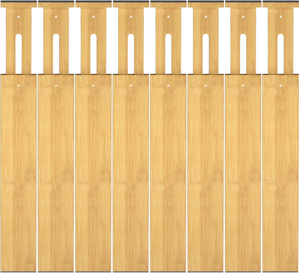 Bamboo Drawer Dividers, Adjustable Drawer Organizers, Fits 17.6–21" Drawers