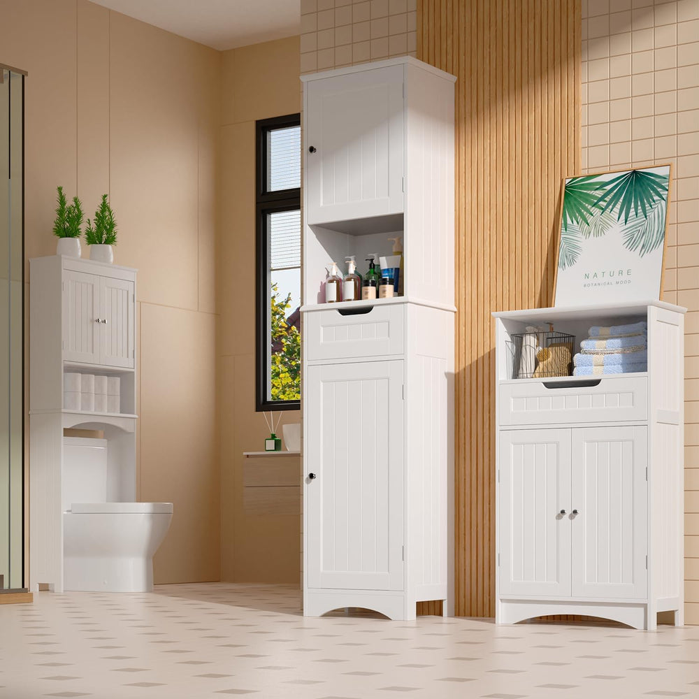 Gizoon 67” H Tall Bathroom Storage Cabinet, Narrow Storage Cabinet, White
