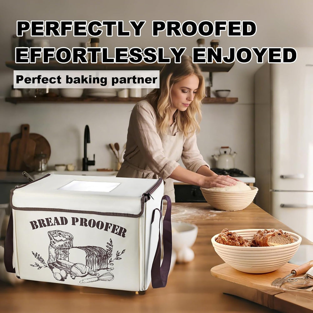 Folding Fabric Bread Proofing Box, Adjustable Dough Proofer with Metal Rack