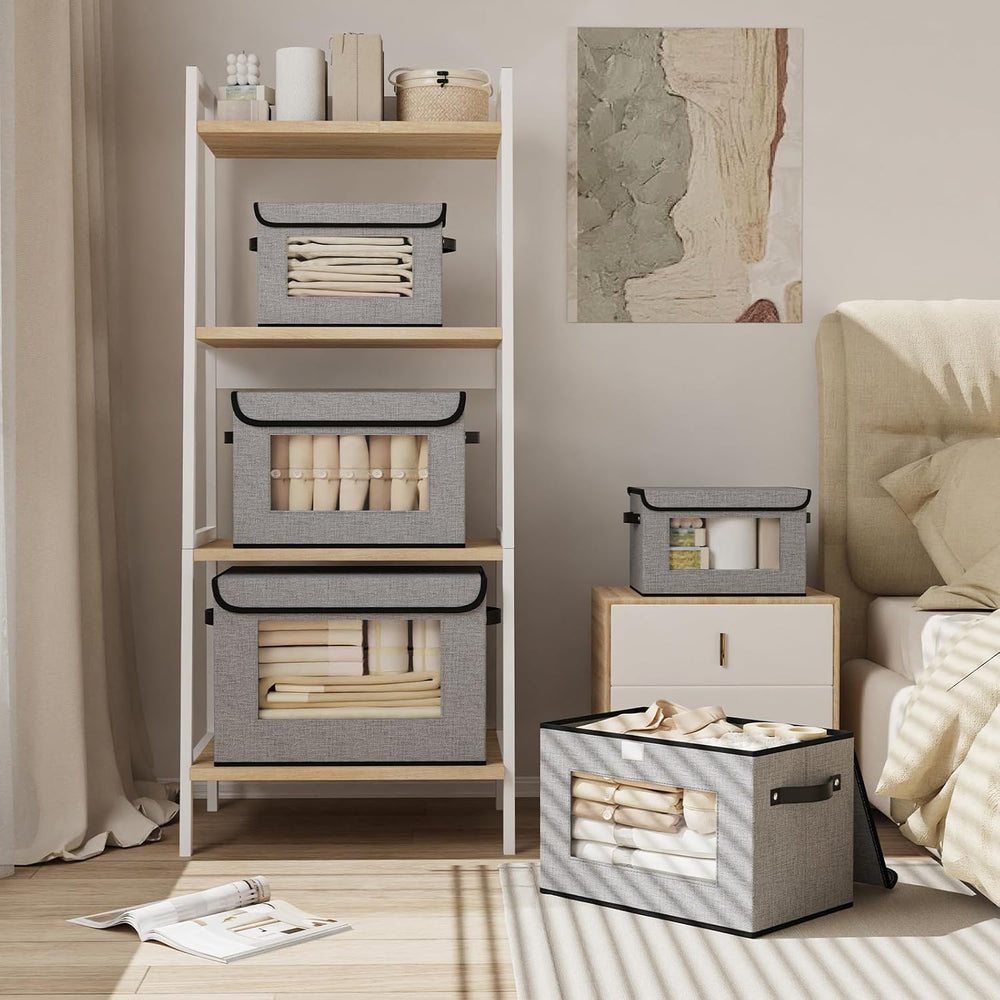 Gray Storage Baskets with Lid,Closet Bin,15x9.8x9.8in,3Pack