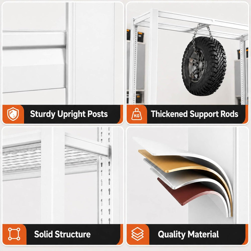 White Heavy Duty Garage Shelving Unit 65 W x 24 D x 84 H, 5 Tier Metal Storag...