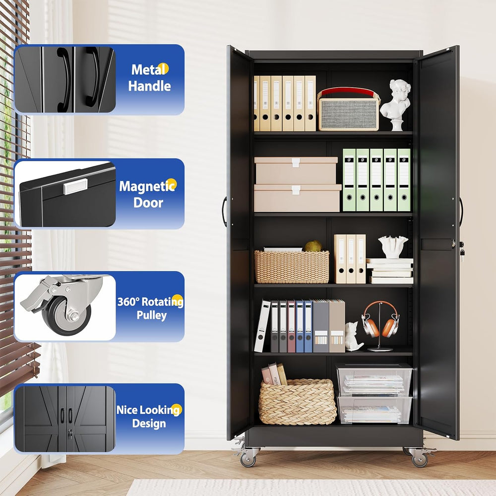 71" Metal Garage Storage Cabinets with Wheels