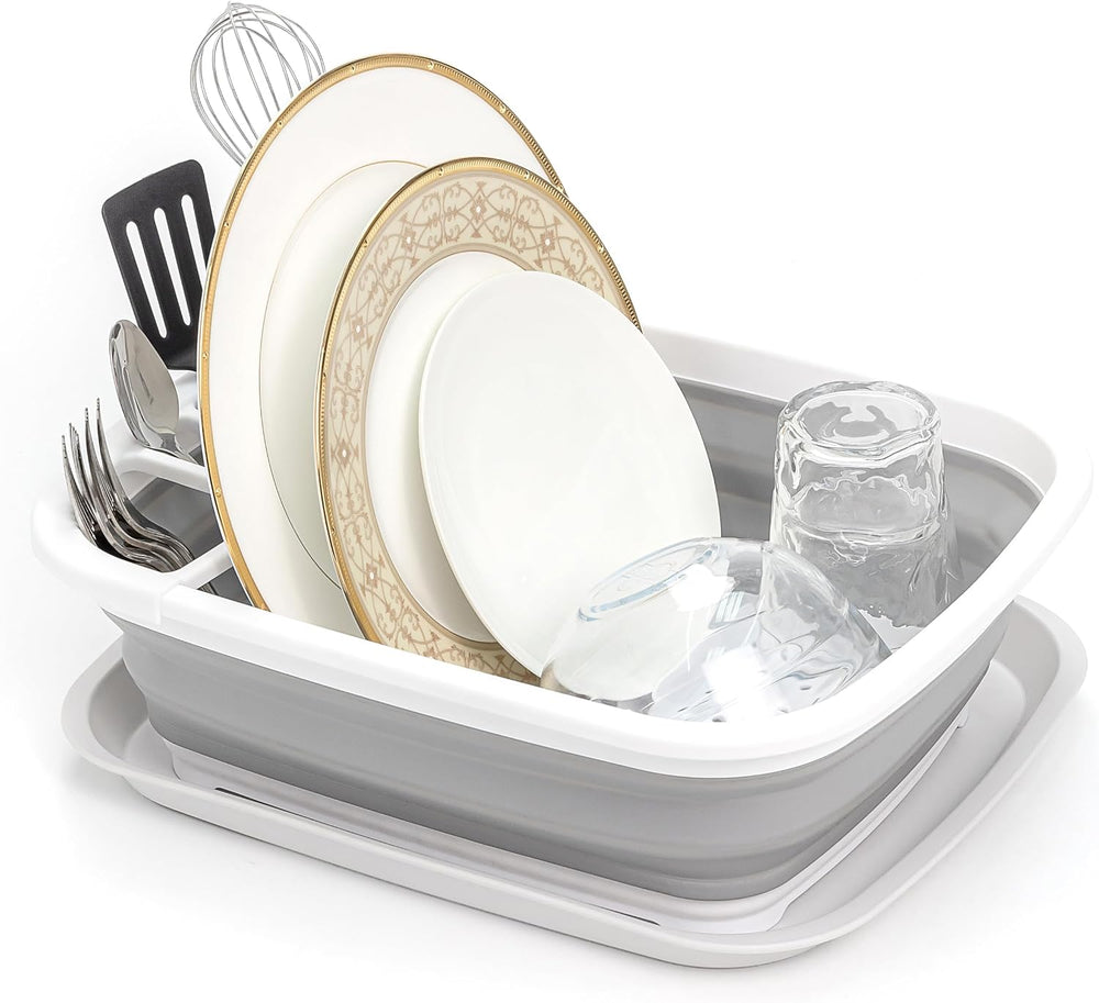 SAMMART 8L (2.11Gallons) Collapsible Plstic Dish Drainer with Drainer Board -...