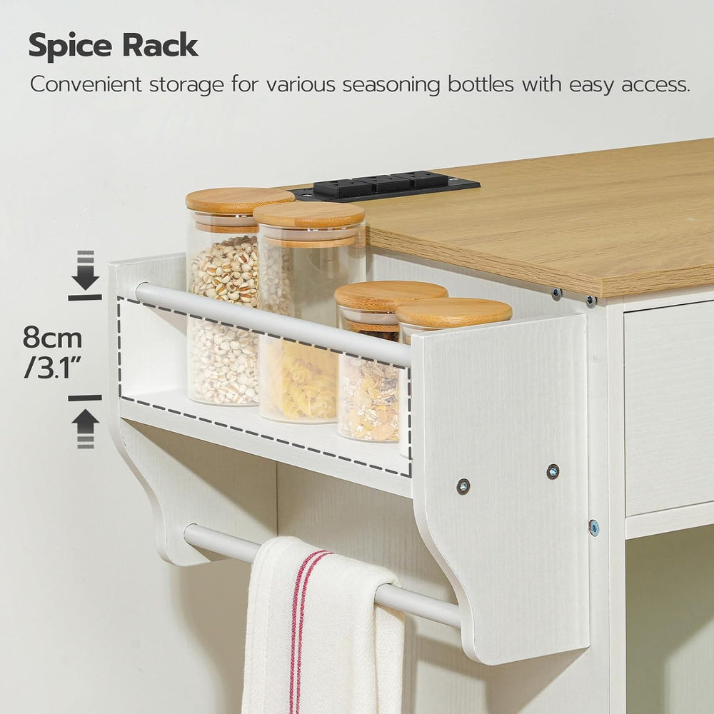 HOOBRO Kitchen Island with Trash Can Storage, Rolling Kitchen Island on Wheel...