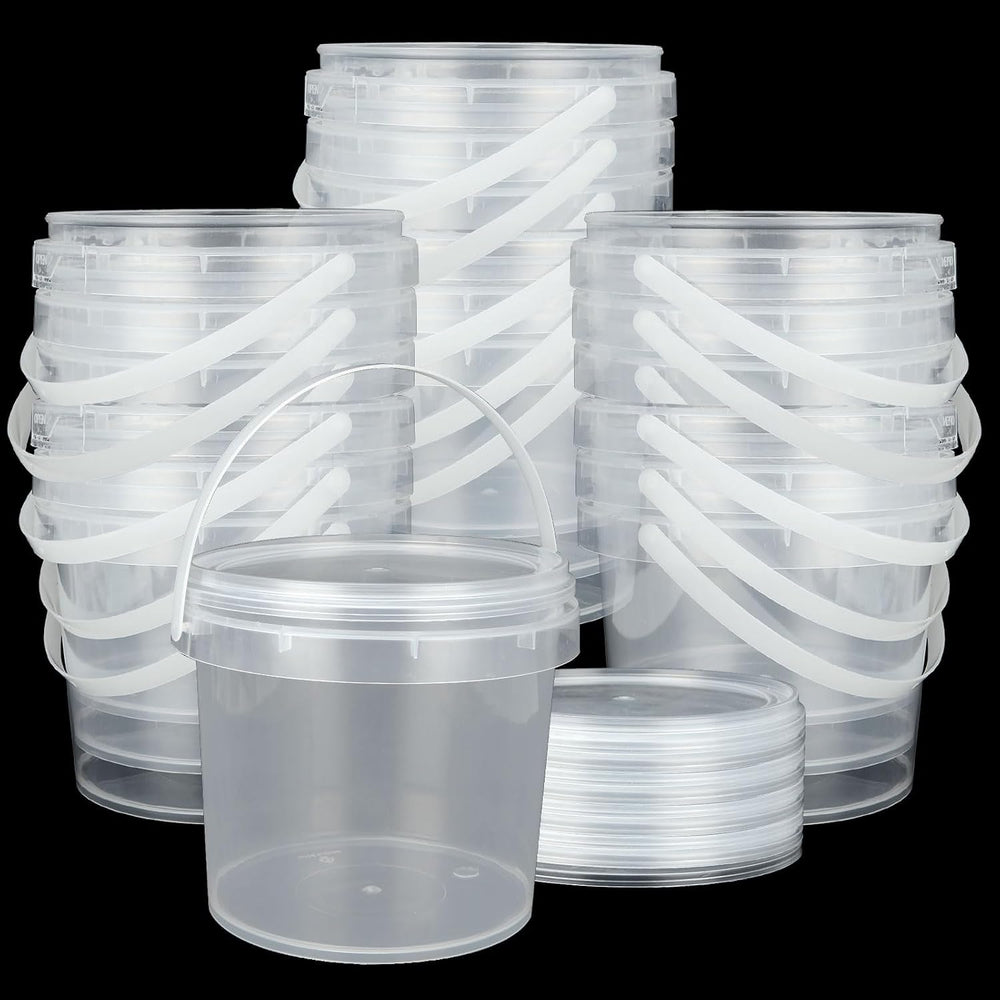 ZOFORTY 20 PCS 50 oz Slime Containers with Lids and Handles, Plastic 1500ml S...