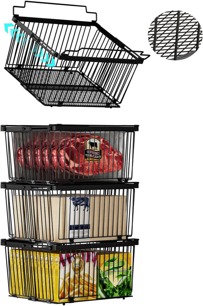 Large Freezer Organizer Bins for 5 to 9 Cu.Ft,Leak-Proof Bottom，4Pack