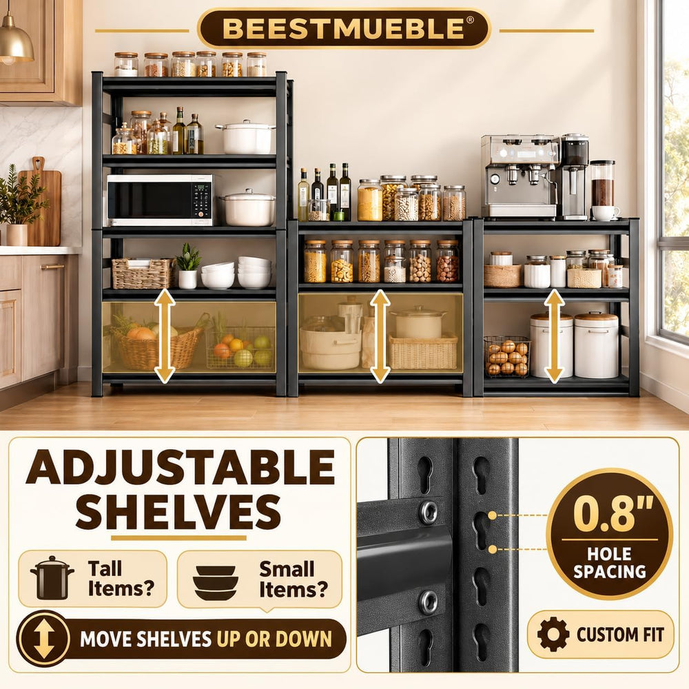 Kitchen Shelf, Adjustable Bakers Rack, Heavy Duty Coffee bar