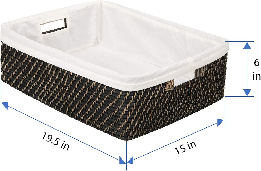 KOUBOO Rattan Shelf Basket with Liner, Black Wash