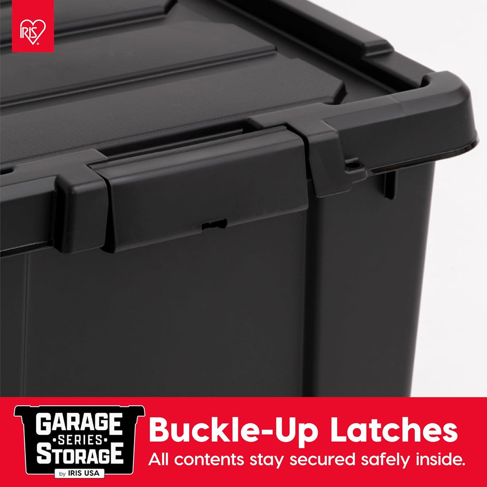 IRIS USA 6-Pack 5 Gal Heavy Duty Lockable Storage Totes with lids, Black