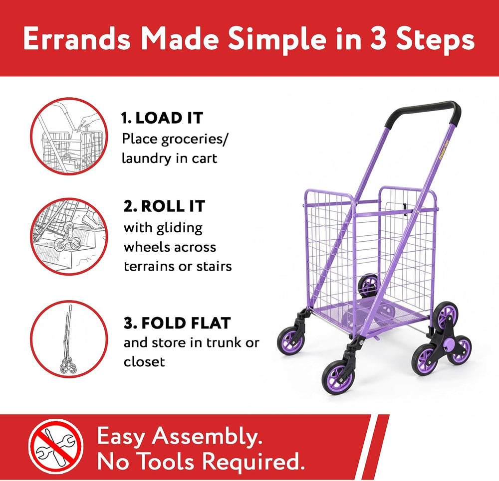dbest Products Stair Climber Cruiser Cart Shopping Grocery Rolling Folding La...