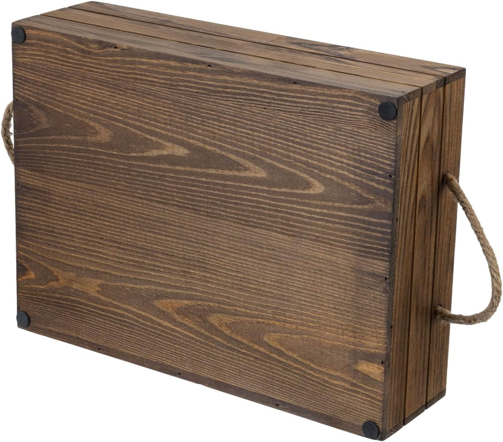 MyGift 15 Inch Rustic Wood Storage Box, Farmhouse Crate with Handles