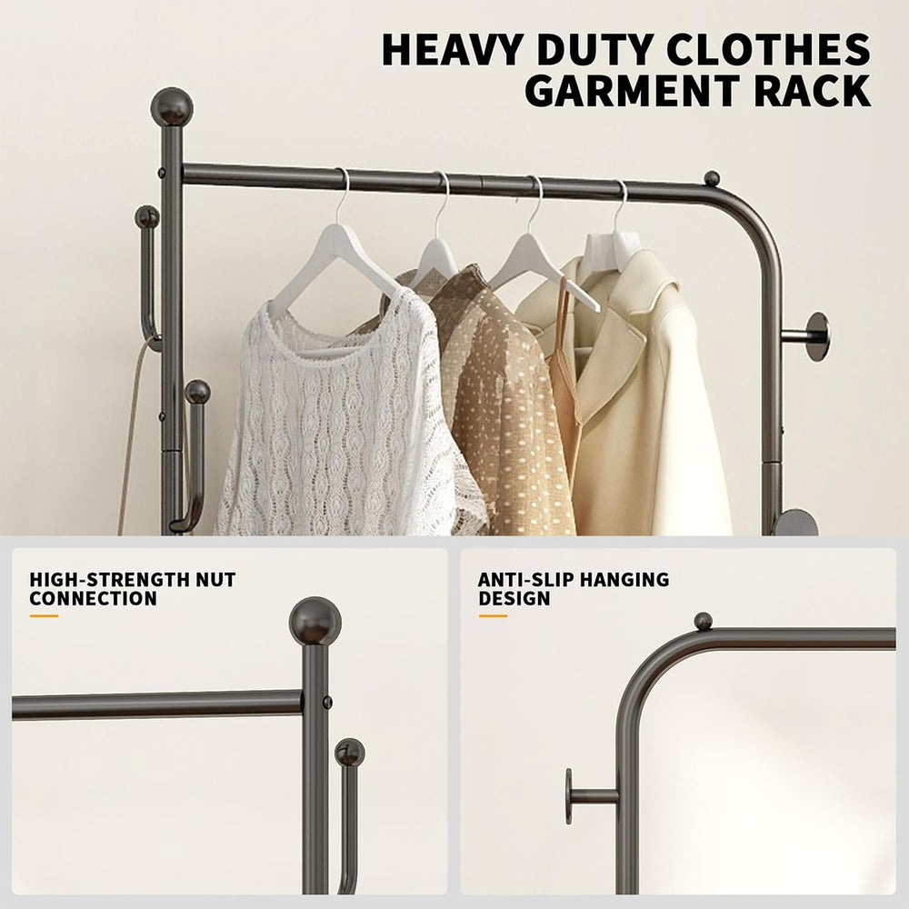 Portable Rolling Anywhere Clothes Racks for Hanging Clothes, Heavy Duty Metal...