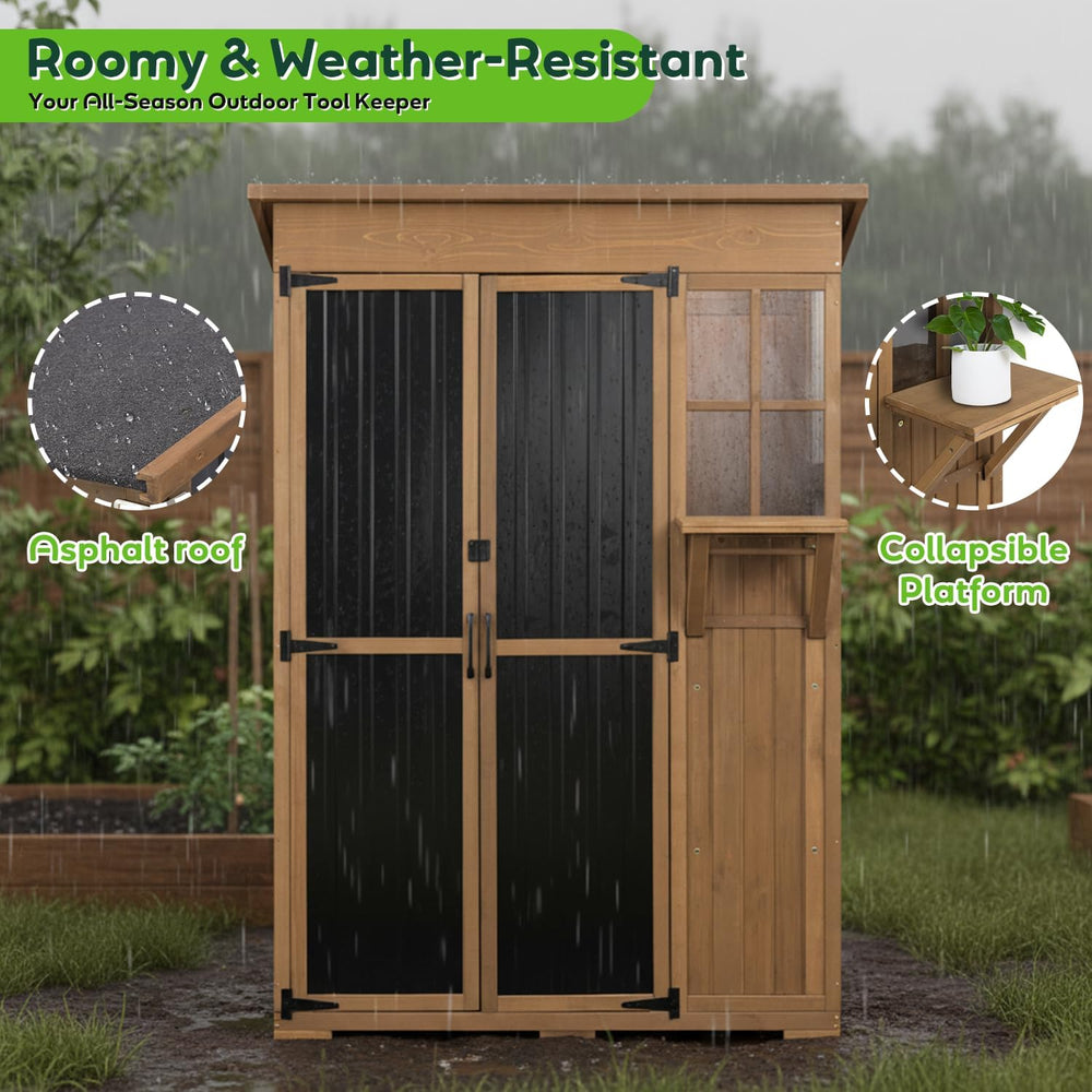 Large Outdoor Storage Cabinet Waterproof with Shelves, Outside Storage Shed T...