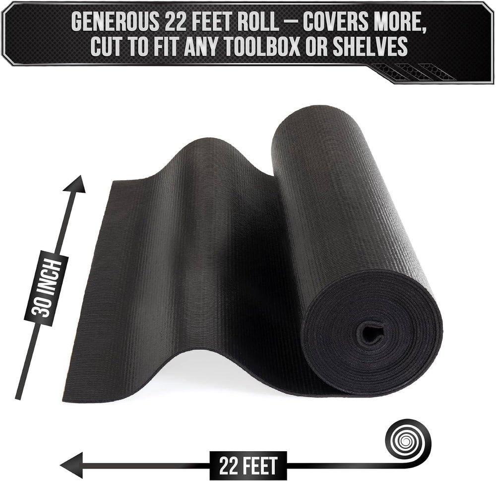Precision Defined Tool Box Shelf Liner Non-Slip 22 Ft x 30 Inch Wide Black