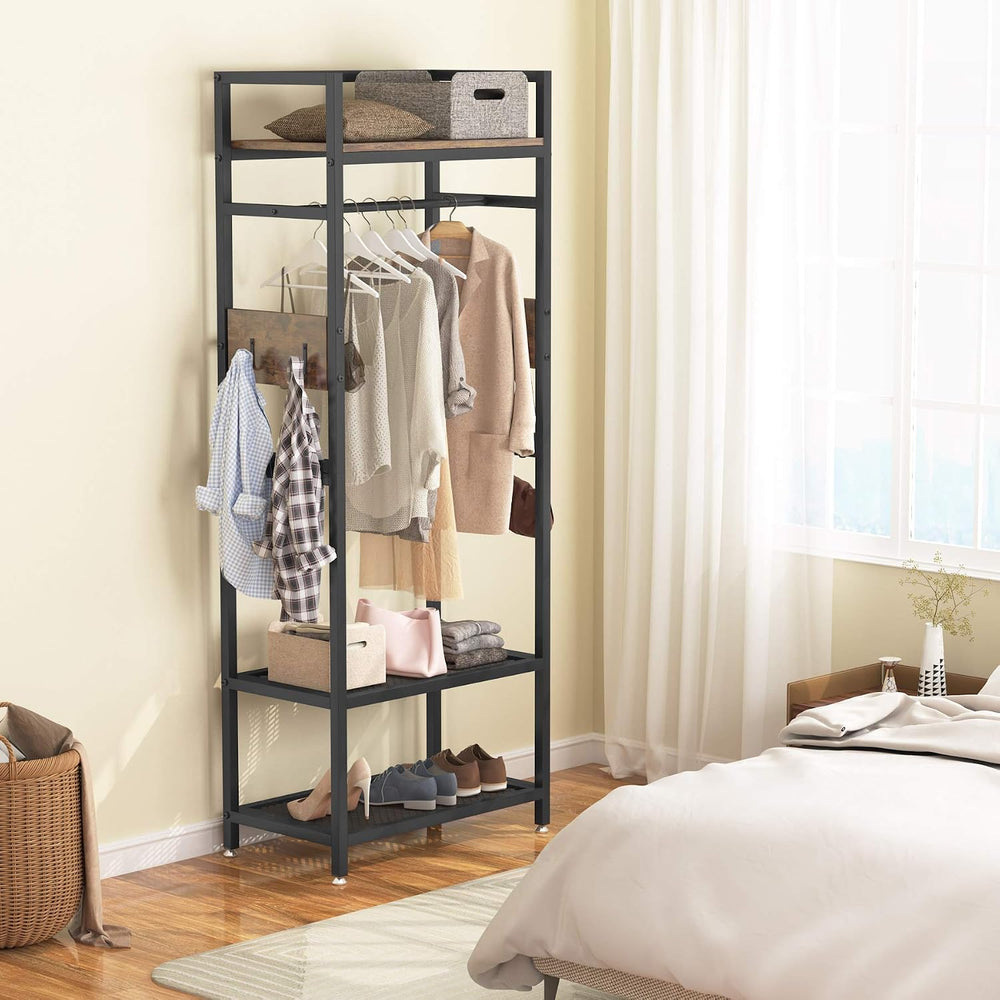 Tribesigns Small Heavy Duty Clothes Rack Set of 10 with Shelf and Hanging Rod...