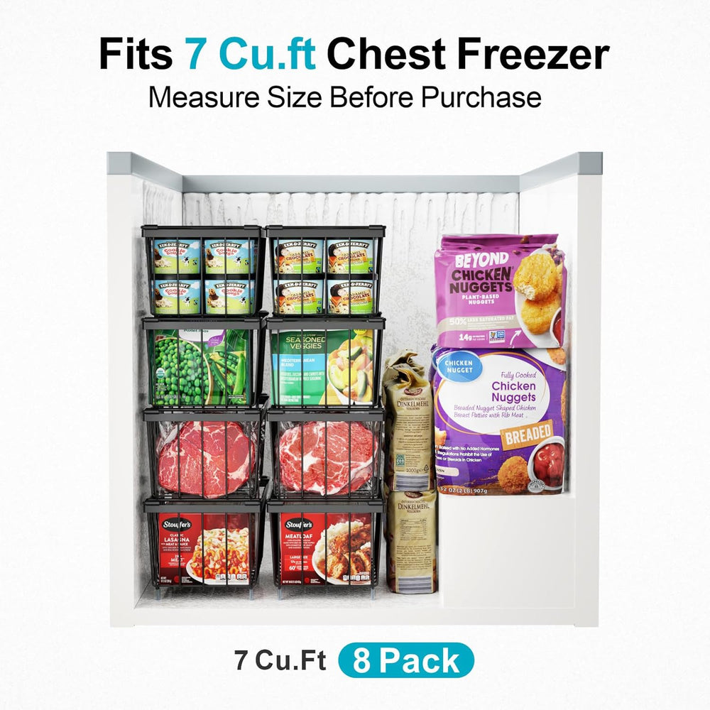 iSPECLE Chest Freezer Organizer - Small Storage Baskets for 7 Cu.Ft, 8 Pack