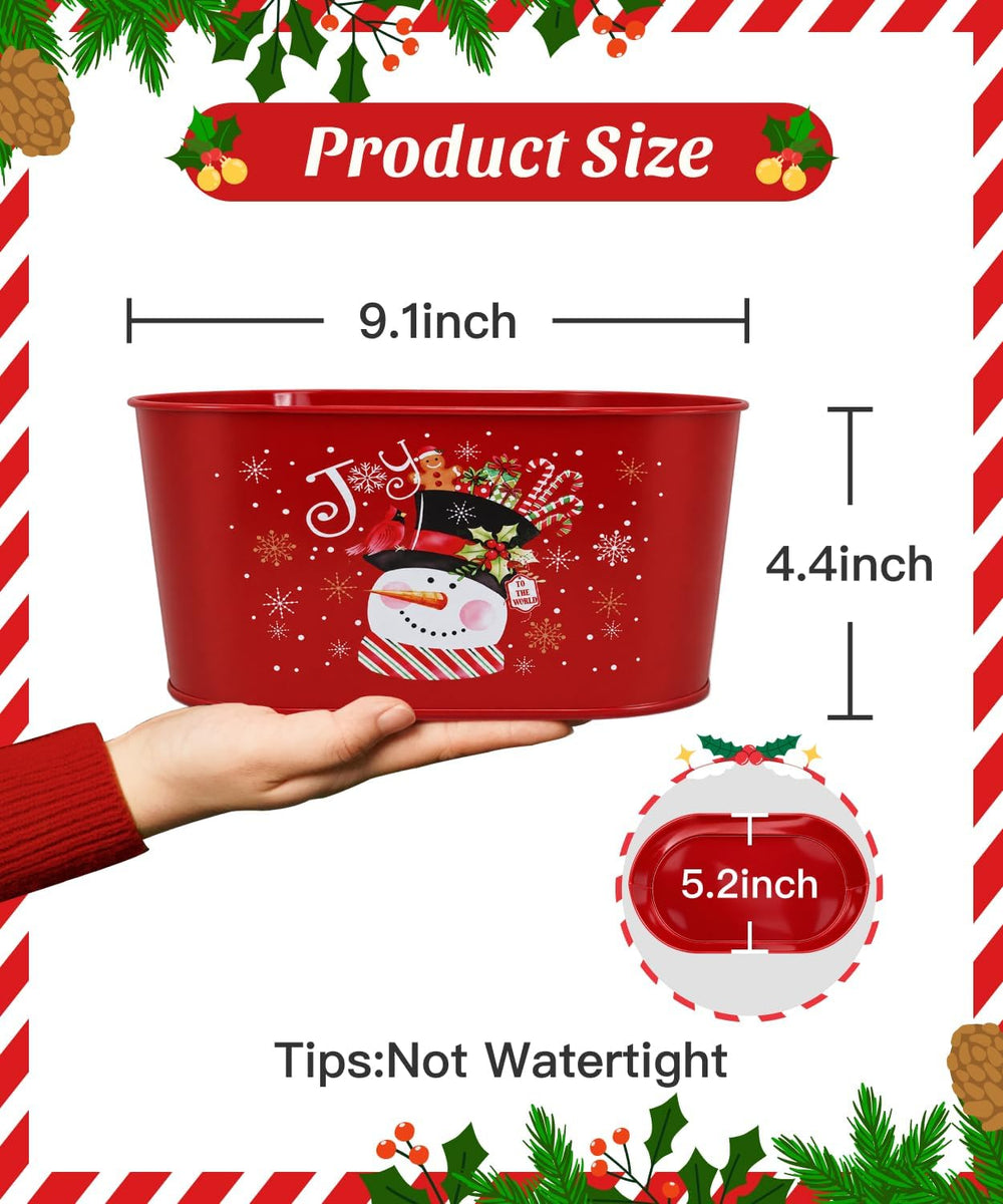Putuo Decor 5 Pack Christmas Metal Tin Buckets Holiday Storage Decor
